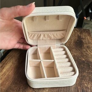 White Leather Travel Jewelry Case